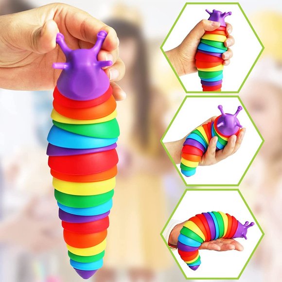 Pack of 2 Slug Rainbow Color Fidget Sensory Toy - Picture 5 of 5